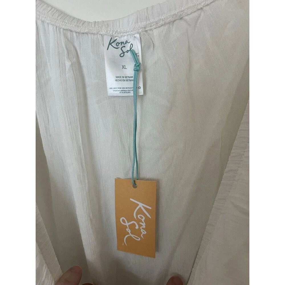NWT Kona Sol Women's Off the Shoulder Swim Cover Up Romper White Size XL